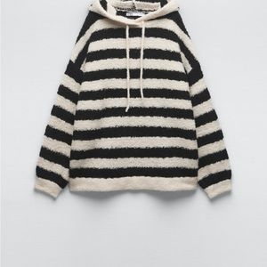 Zara Striped oversized knit sweatshirt